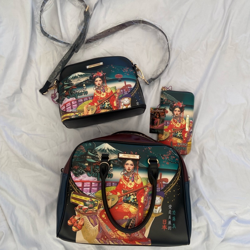 Nicole Lee Akiko La Belleza 3 Piece Set (Handbag, Crossbody and Wallet)